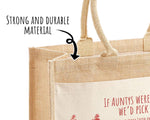 Aunty Gift Personalised Jute Bag - Auntie Birthday Gift Floral Tote Bag Gift for Her Family Friend - Custom Shopping Market Tote Bag BT004