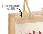 Aunty Gift Personalised Jute Bag - Auntie Birthday Gift Floral Tote Bag Gift for Her Family Friend - Custom Shopping Market Tote Bag BT005