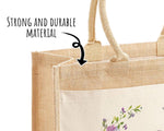 Aunty Gift Personalised Jute Bag - Auntie Birthday Gift Floral Tote Bag Gift for Her Family Friend - Custom Shopping Market Tote Bag BT006