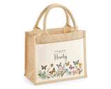 Aunty Gift Personalised Jute Bag - Auntie Birthday Gift Floral Tote Bag Gift for Her Family Friend - Custom Shopping Market Tote Bag BT007