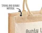 Aunty Gift Personalised Jute Bag - Auntie Birthday Gift Floral Tote Bag Gift for Her Family Friend - Custom Shopping Market Tote Bag BT008