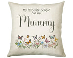 Mummy Gift Cushion - Personalised Scatter Cushion Pillow for Her Women - Butterfly Flowers Custom Name Mama Gift for Mum Mothers Day BC007