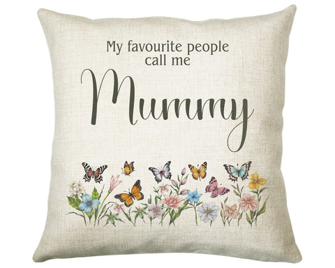 Mummy Gift Cushion - Personalised Scatter Cushion Pillow for Her Women - Butterfly Flowers Custom Name Mama Gift for Mum Mothers Day BC007