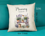 Mummy Gift Cushion - Personalised Scatter Cushion Pillow for Her Women - Gardening Plants Design Custom Name Gift for Mum Mothers Day BC010