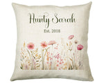 Aunty Gift Cushion - Personalised Scatter Cushion Pillow for Her Women - Wild Flower Design with Custom Name for Auntie Mothers Day BC001