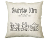 Aunty Gift Cushion - Personalised Scatter Cushion Pillow for Her Women - Hearts Flowers Custom Name Sister Gift for Aunt Mothers Day BC008