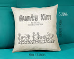 Aunty Gift Cushion - Personalised Scatter Cushion Pillow for Her Women - Hearts Flowers Custom Name Sister Gift for Aunt Mothers Day BC008