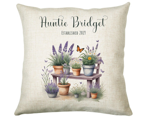 Aunty Gift Cushion - Personalised Scatter Cushion Pillow for Her Women - Gardening Plants Design Custom Name Gift for Aunt Mothers Day BC010