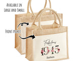 80th Birthday Gift For Women Personalised Jute Bag - Gift For Her Floral Tote Bag Gifts - Eighty 80 Fabulous Since 1945 Shopping Bag BNC80T