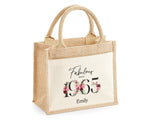 60th Birthday Gift For Women Personalised Jute Bag - Gift For Her Floral Tote Bag Gifts - Sixty 60 Fabulous Since 1965 Shopping Bag BNC60T