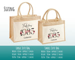 40th Birthday Gift For Women Personalised Jute Bag - Gift For Her Floral Tote Bag Gifts - Forty 40 Fabulous Since 1985 Shopping Bag BNC40T