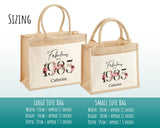 40th Birthday Gift For Women Personalised Jute Bag - Gift For Her Floral Tote Bag Gifts - Forty 40 Fabulous Since 1985 Shopping Bag BNC40T