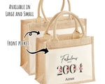 21st Birthday Gift For Women Personalised Jute Bag - Gift For Her Floral Tote Bag - Twenty One 21 Fabulous Since 2004 Shopping Bag BNC21T