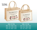 100th Birthday Gift For Women Personalised Jute Bag - Gift For Her Floral Tote Bag Gifts - Hundred Wonderful Since 1925 Shopping Bag BND100T