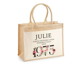 50th Birthday Gift For Women Personalised Jute Bag - Gift For Her Floral Tote Bag Gifts - Fifty 50 Wonderful Since 1975 Shopping Bag BND50T