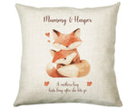 Mum Gift from Son Daughter - Personalised Fox Design Mummy Scatter Cushion Matching Mummy Mug Coaster Gift Set Bundle Gifts for Mum SMC004