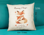 Mum Gift from Son Daughter - Personalised Fox Design Mummy Scatter Cushion Matching Mummy Mug Coaster Gift Set Bundle Gifts for Mum SMC004