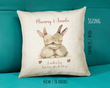 Mum Gift from Son Daughter - Personalised Bunny Rabbit Design Mummy Scatter Cushion Matching Mummy Mug Coaster Gift Set Gifts for Mum SMC006