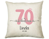 70th Birthday Gift for Women 70 and Fabulous Est 1955 Personalised Birthday Cushion Gift for Her Ladies Pink Design Mum Nanny Seventy BNH70C