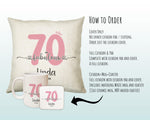 70th Birthday Gift for Women 70 and Fabulous Est 1955 Personalised Birthday Cushion Gift for Her Ladies Pink Design Mum Nanny Seventy BNH70C