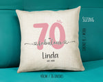 70th Birthday Gift for Women 70 and Fabulous Est 1955 Personalised Birthday Cushion Gift for Her Ladies Pink Design Mum Nanny Seventy BNH70C