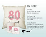 80th Birthday Gift for Women 80 and Fabulous Est 1945 Personalised Birthday Cushion Gift for Her Ladies Pink Design Mum Nanny Eighty BNH80C