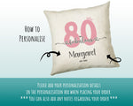 80th Birthday Gift for Women 80 and Fabulous Est 1945 Personalised Birthday Cushion Gift for Her Ladies Pink Design Mum Nanny Eighty BNH80C