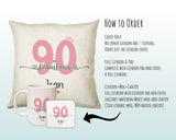 90th Birthday Gift for Women 90 and Fabulous Est 1935 Personalised Birthday Cushion Gift for Her Ladies Pink Design Mum Nanny Ninety BNH90C