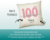 100th Birthday Gift for Women 100 and Fabulous Est 1925 Personalised Birthday Cushion Gift for Her Ladies Pink Design Nan Hundred BNH100C