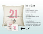 21st Birthday Gift for Women 21 and Fabulous Est 2004 Personalised Birthday Cushion Gift for Her Ladies Pink Design Grand Daughter BNH21C