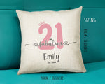 21st Birthday Gift for Women 21 and Fabulous Est 2004 Personalised Birthday Cushion Gift for Her Ladies Pink Design Grand Daughter BNH21C