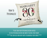 80th Birthday Gift for Women - Personalised 80 and Fabulous Birthday Cushion Age 80 Gift for Her - Ladies Floral Age Mum Nan Eighty BNK80C