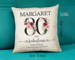 80th Birthday Gift for Women - Personalised 80 and Fabulous Birthday Cushion Age 80 Gift for Her - Ladies Floral Age Mum Nan Eighty BNK80C