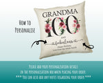 100th Birthday Gift for Women - Personalised 100 and Fabulous Birthday Cushion Age 100 Gift for Her - Ladies Floral Age Grandma Nan BNK100C