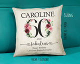 60th Birthday Gift for Women - Personalised 60 and Fabulous Birthday Cushion Age 60 Gift for Her - Ladies Floral Age Mum Nan Sixty BNK60C