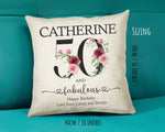 50th Birthday Gift for Women - Personalised 50 and Fabulous Birthday Cushion Age 50 Gift for Her - Ladies Floral Age Mum Nan Fifty BNK50C