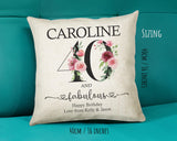 40th Birthday Gift for Women - Personalised 40 and Fabulous Birthday Cushion Age 40 Gift for Her Ladies Floral Age Mum Daughter Forty BNK40C