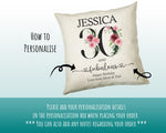 30th Birthday Gift for Women - Personalised 30 and Fabulous Birthday Cushion Age 30 Gift for Her - Ladies Floral Age Daughter Thirty BNK30C