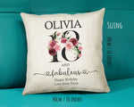 18th Birthday Gift for Women - Personalised 18 and Fabulous Birthday Cushion Age 18 Gift for Her - Ladies Floral Daughter Eighteen BNK18C