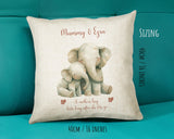 Mum Gift from Son Daughter - Personalised Elephant Design Mummy Scatter Cushion Matching Mummy Mug Coaster Gift Bundle Gifts for Mum SMC008