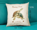 Mum Gift from Son Daughter - Personalised Turtle Design Mummy Scatter Cushion Matching Mummy Mug Coaster Gift Bundle Gifts for Mum SMC009