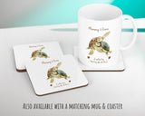 Mum Gift from Son Daughter - Personalised Turtle Design Mummy Scatter Cushion Matching Mummy Mug Coaster Gift Bundle Gifts for Mum SMC009