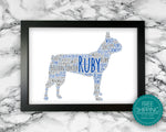 Personalised Boston Terrier Dog For Pooch Lover Gift Word Art Wall Room Decor Prints GC1391