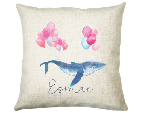 Personalised Whale Cushion Gift Printed Name Design - Nautical Balloons Sea Ocean Throw Pillow Gift For Her Mum Gift Christmas Gift CS209