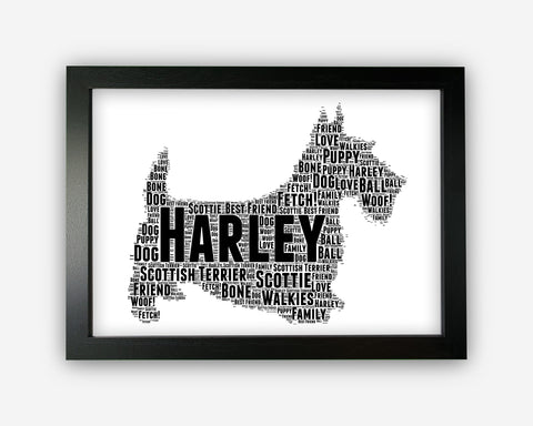 Personalised Scottish Terrier Dog Lover Puppy Family Gift Word Art Wall Room Decor Prints NP182