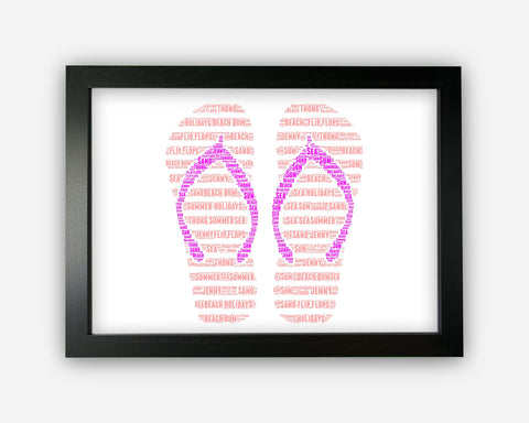 Personalised Word Art Gift Summer Gift Flip Flops Gift Summer Vacation Wall Art Wall Prints Wall Art Wall Decor Gift Wall Art Prints NP102