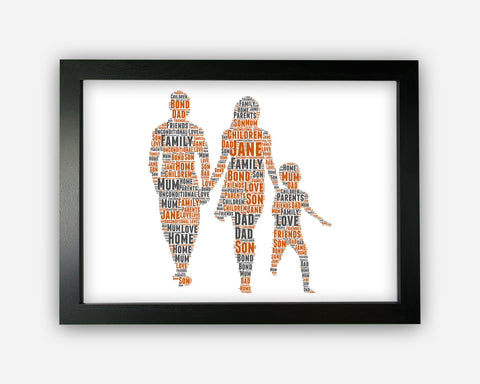 Personalised Mothers Day Gift For Mum Gifts From Kids For Her - Mum Dad & Son Gift Word Art Wall Room Decor Prints - Mum Dad Son SC0087