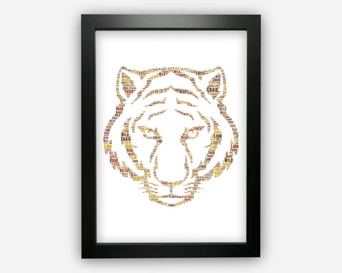 Personalised Tiger For Animal Lover Tiger Gift Word Art Wall Room Decor Prints NP136