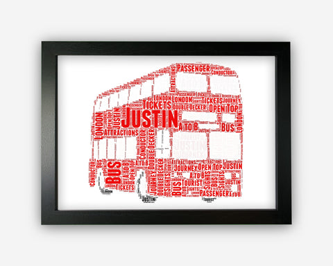 Personalised London Red Double Decker Bus Driver UK Gift Word Art Wall Room Decor Prints NP116