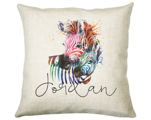 Personalised Zebra Cushion Gift Printed Name Design - Cushion Throw Pillow Gift For Boy Girl Nursery Bedroom Christmas Gift CS083